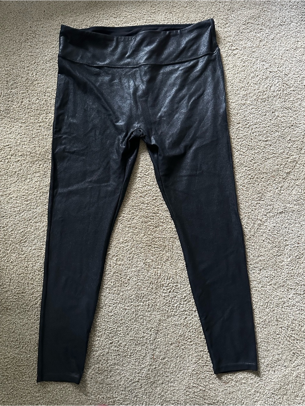 Women's Black Faux-Leather Leggings High-Rise Retro Gong